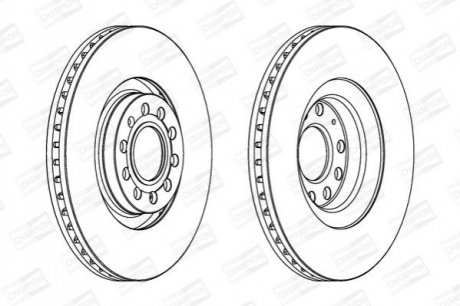 Диск гальмівний передній Audi A4 B5, A4 B6, A4 B7, A4 B8, A6 C5, ALLROAD C5 CHAMPION 562978CH-1