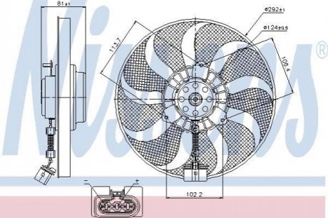 Вентилятор радіатора VOLKSWAGEN BORA (99-) 1.4 I 16V (+) NISSENS 85715