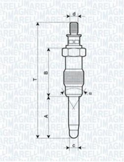 Свеча накаливания для автомобиля RENAULT (Рено) 21 1.9 MAGNETI MARELLI 062587001304 (фото 1)