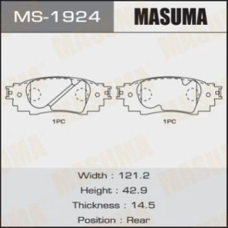 Колодки дисковые RX350/ GGL25L rear (1/12) MASUMA MS1924 (фото 1)