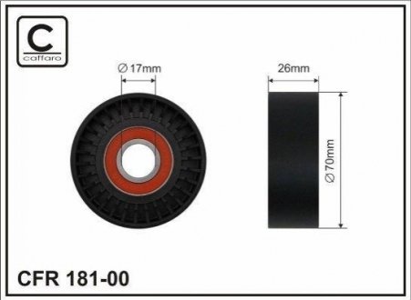 Ролик опорный ремня приводного 17x70x26 Chery Amulet CAFFARO 181-00 (фото 1)