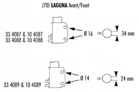 Стойки передние (к-т 2шт.) Laguna1 -ABS (болт 14mm) RECORD 104089