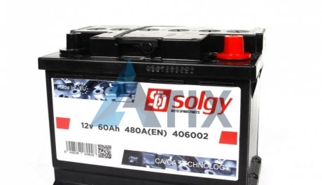 Аккумуляторная батарея 60Ah/480A (242x175x190/+R) Solgy 406002