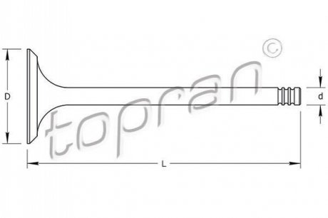 Клапан впускной Audi 80/100 2.0 16V 93-, A6 94- TOPRAN / HANS PRIES 110 204 (фото 1)