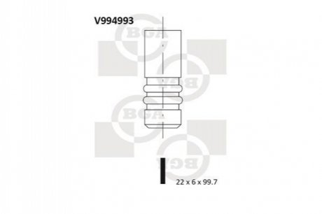 Клапан 22x6x99.7 frd fiesta iv 1.25 16v 95-02 ex BGA V994993