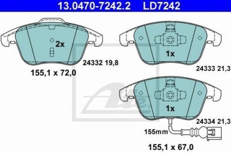 Комплект передних тормозных колодок Ceramic ATE 13.0470-7242.2
