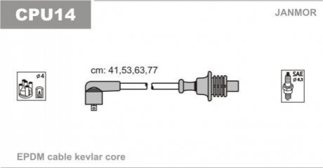 Провода зажигания Citroen, Peugeot 1.6-2.0 89- Janmor CPU14