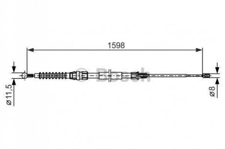 Трос ручного тормоза vw jetta 10- 1598827мм BOSCH 1 987 482 379 (фото 1)