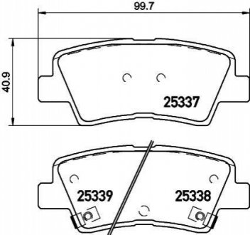 Комплект тормозных колодок, дисковый тормоз HELLA 8DB 355 019-981 (фото 1)