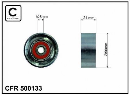 Ролик проміжний ремня ГРМ BMW 3 E30/E36/5 E34 1.6/1.8 06.87-06.94 50x8x21 CAFFARO 500133 (фото 1)