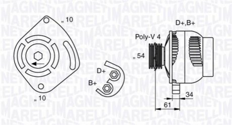 Генератор Doblo/Gr.Punto 1.4 +конд 90 AH MAGNETI MARELLI 063377030010 (фото 1)