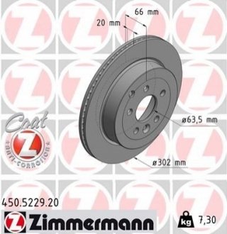 Задні LAND ROVER FREELANDER 06- 302х20 ZIMMERMANN 450522920