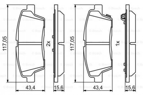 Дисковые тормозные колодки, комплект BOSCH 0986494766