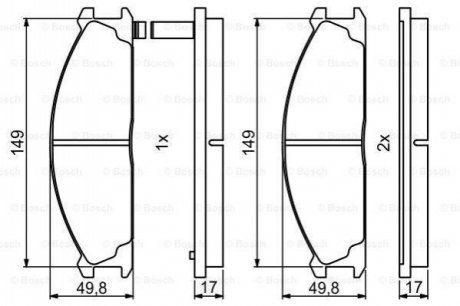 Колодки гальмівні дискові (комплект 4 шт) BOSCH 0986494848