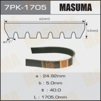 Ремень поликлиновой MASUMA 7PK-1705 (фото 1)