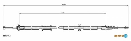 Трос ручного тормоза прав.Linea 07- ADRIAUTO 11.0244.2