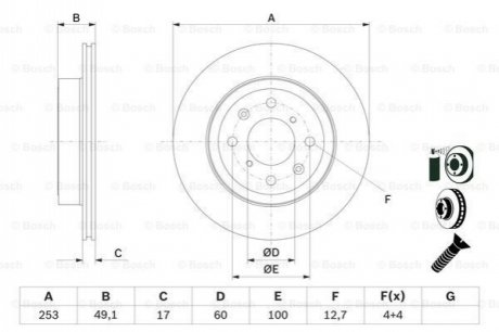 TARCZA HAM. SUZUKI WAGON R 1.3 05- BOSCH 0986479E75