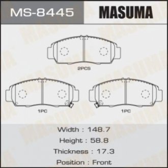 Колодка тормозная MASUMA MS-8445