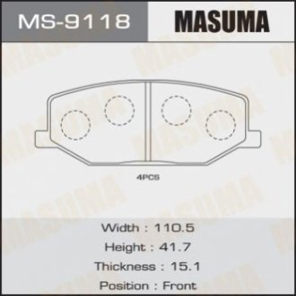Колодка тормозная MASUMA MS-9118