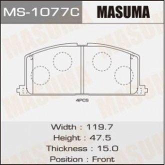 Колодка тормозная MASUMA MS-1077