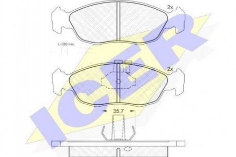 Дисковые тормозные колодки компл. ICER 180932