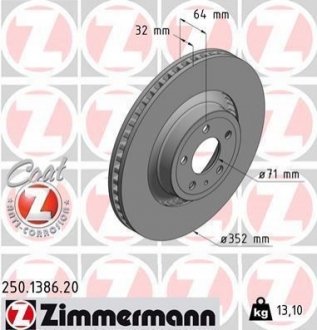 Переднi MUSTANG COUPЕ 15 - 352х32 ZIMMERMANN 250138620