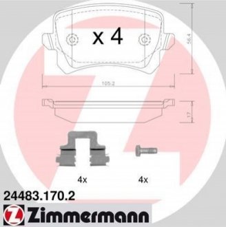 Комплект тормозных колодок ZIMMERMANN 24483.170.2 (фото 1)