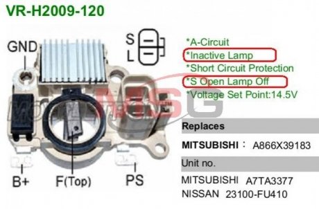 Регулятор напряжения Mitsubishi MOBILETRON VR-H2009-120