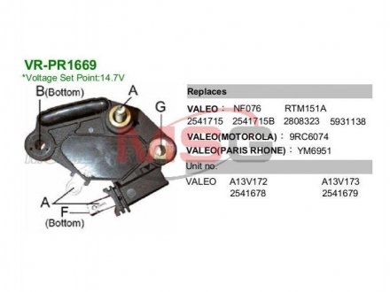 Регулятор напруги генератора MOBILETRON VR-PR1669 (фото 1)
