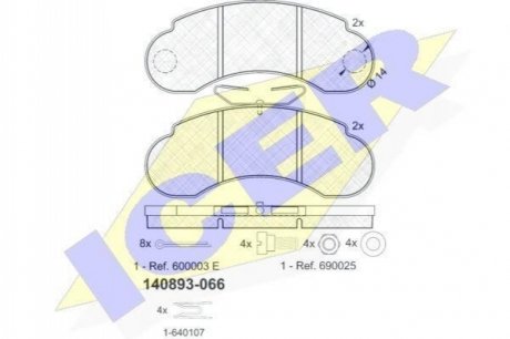 Колодки тормозные, комплект ICER 140893 (фото 1)