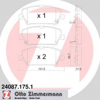 Комплект тормозных колодок ZIMMERMANN 240871751 (фото 1)