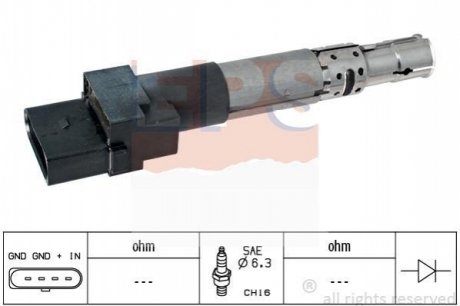 Котушка запалювання Audi A3 3.6Fsi 09.04- Skoda Superb 3.6 V6 11.08- VW Passat 3.2/3.6Fsi 09.05- EPS 1 970 434 (фото 1)