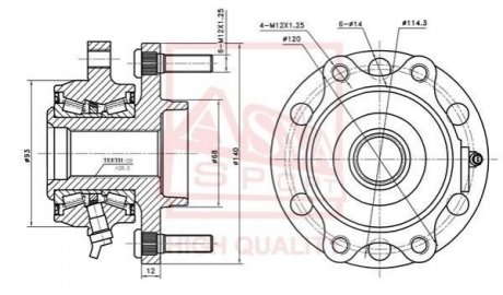 Ступица передняя 12 ASVA Nswhr51f