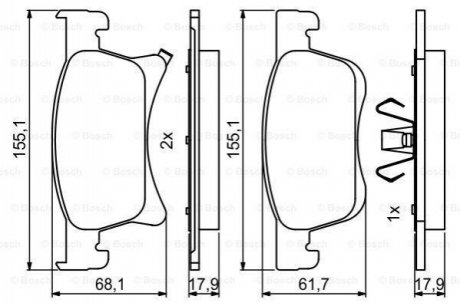 ГАЛЬМІВНІ КОЛОДКИ, ДИСКОВІ 0 986 494 823 BOSCH 0986494823