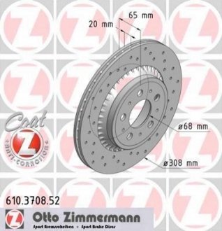 Диск гальмівний ZIMMERMANN 610.3708.52