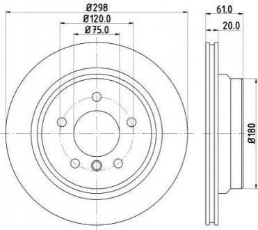 Диск гальмівний задній 298x20mm BMW E39 96-03 HELLA 8DD355104-611