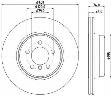 Диск гальмівний зад. Bmw 7 (E65,E66) 730,735 05- HELLA 8DD355122251