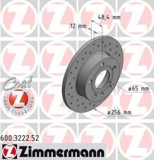 Тормозной диск ZIMMERMANN 600322252 (фото 1)