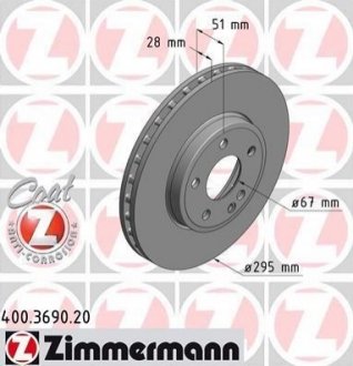 Тормозной диск ZIMMERMANN '400369020' (фото 1)