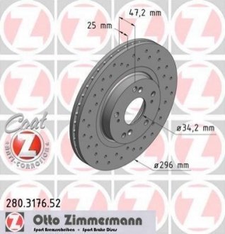 Тормозной диск ZIMMERMANN 280 3176 52 (фото 1)