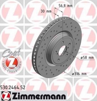 Тормозной диск ZIMMERMANN 530246452