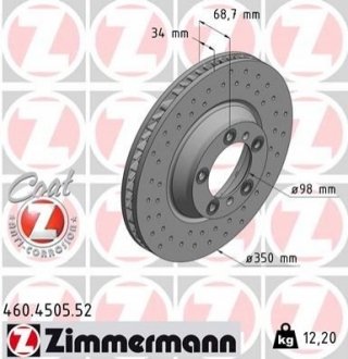 Тормозной диск ZIMMERMANN 460450552