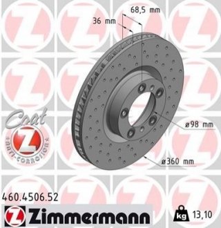 Тормозной диск ZIMMERMANN 460450652