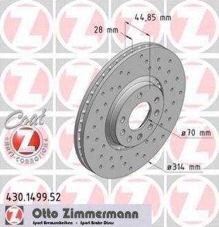Тормозной диск ZIMMERMANN 430149952 (фото 1)