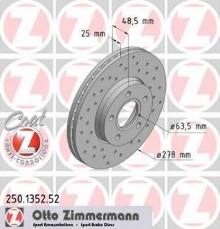 Тормозной диск ZIMMERMANN 250 1352 52