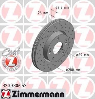 Тормозной диск ZIMMERMANN 320 3806 52