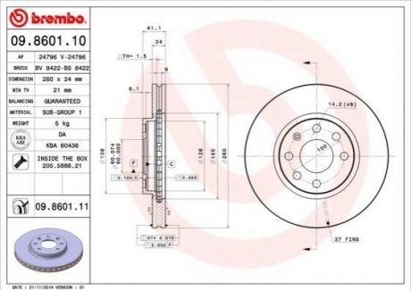 Тормозной диск BREMBO 09.8601.10 (фото 1)