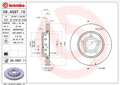 Тормозной диск BREMBO 09.A597.11