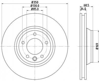 Диск гальмівний PRO перед. прав. Audi Q7 3.0TDI/Porsce Cayenne/VW Touareg 3.0TDI-6.0TDI 09.02- HELLA 8DD355109781 (фото 1)