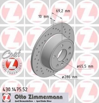 Тормозной диск ZIMMERMANN 430.1475.52 (фото 1)